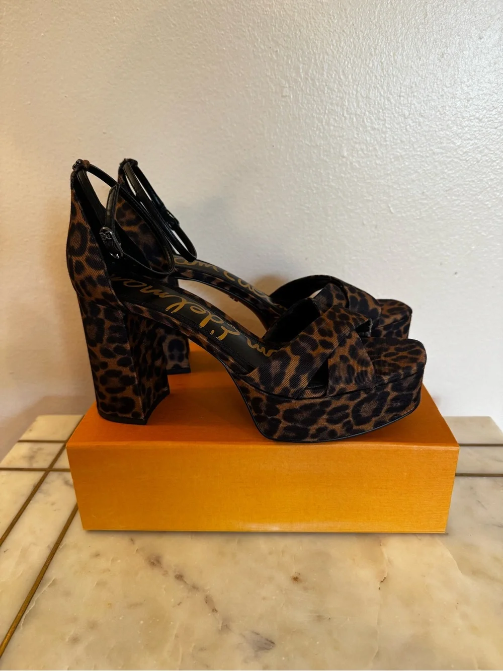 EUC Sam Edelman Leopard Print Platform Sandals - Black & Brown